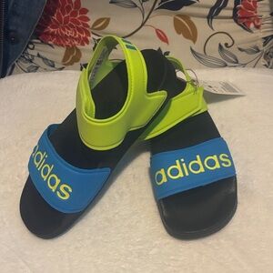 Adidas Kids Sandals in Blue and Neon Yellow